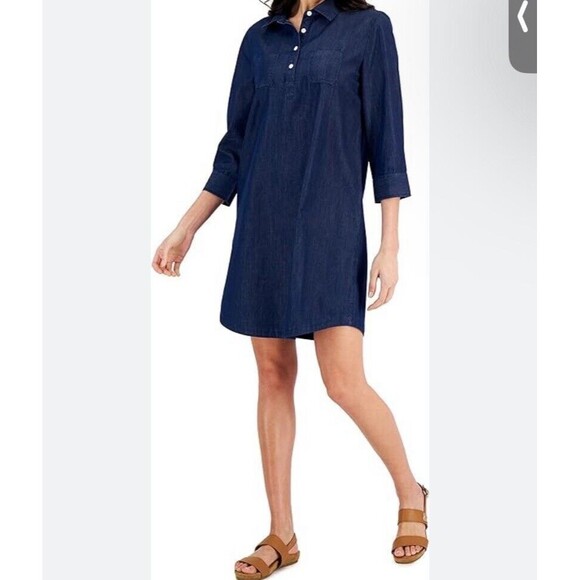 FallingFlowerOld NavyDarkBlueMidi Women’s Shirt Dress LongSleeve ButtonUpSize Xl - Picture 12 of 13